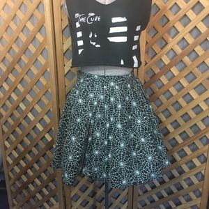Handmade Spider Web Mini Skater Skirt Goth Spooky
